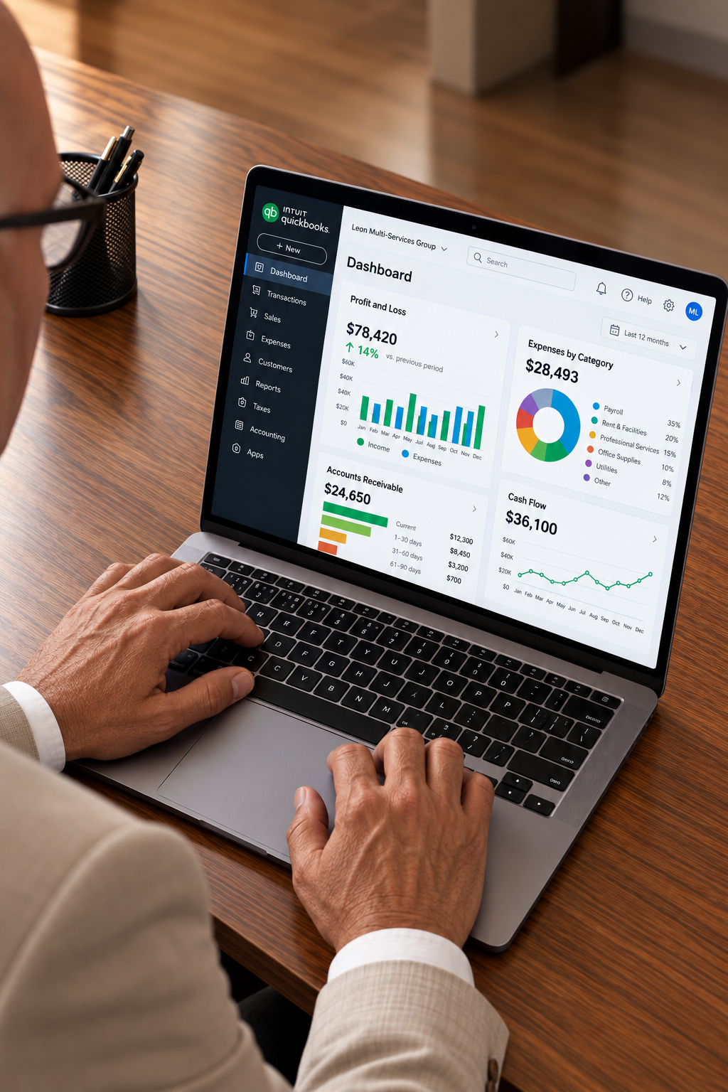 Revisión de las finanzas en QuickBooks